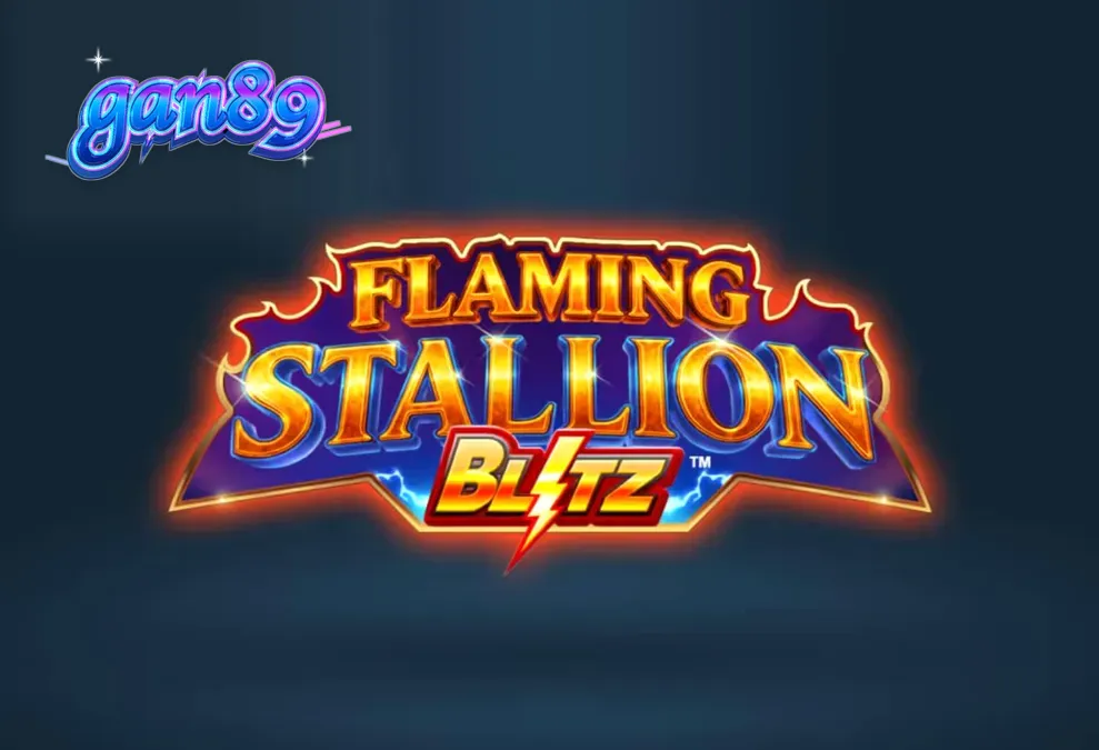 Tampilan visual slot Flaming Stallion Blitz dengan latar belakang gurun dan kuda api.